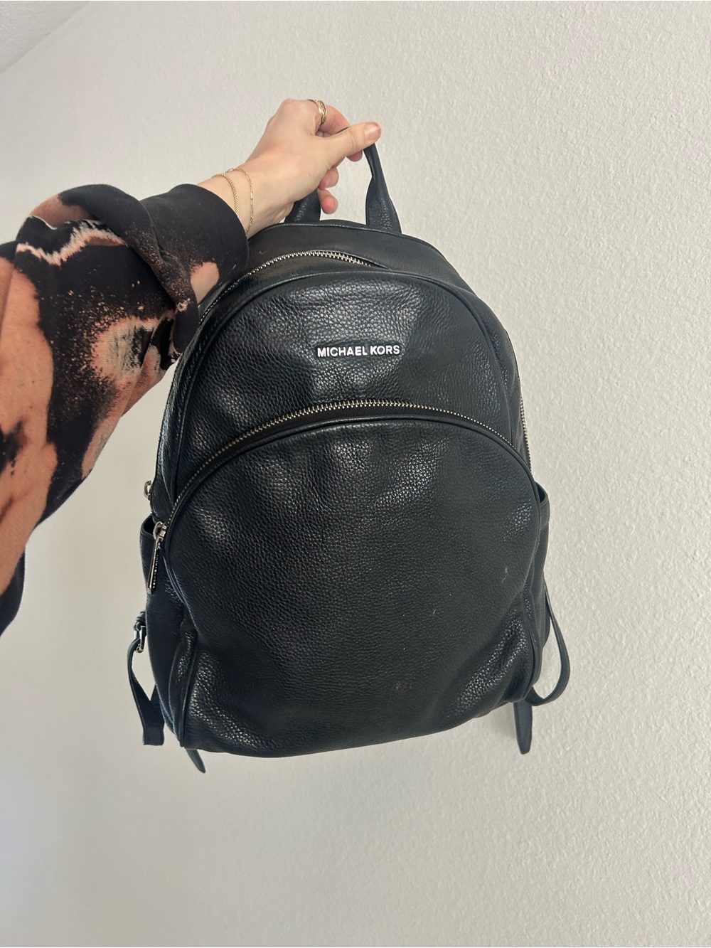 Michael Kors Black Pebbled Leather Backpack